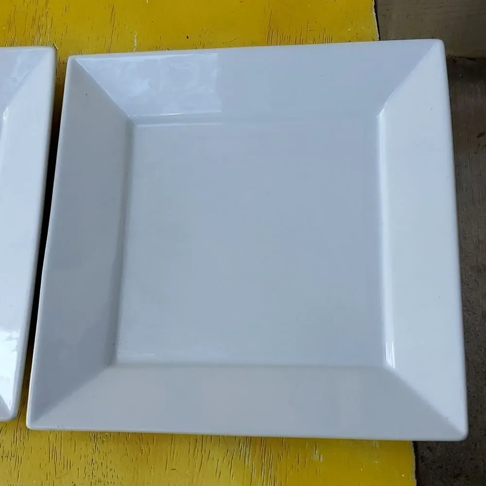 Palm Restaurant White Square Dinner Plate set of 2 9.75
